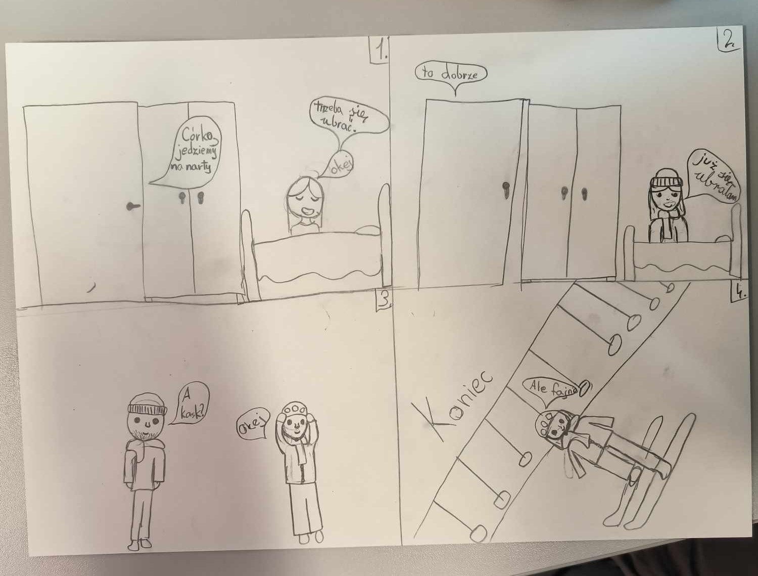 komiks o bezpieczeństwie rysowany przez uczniów w świetlicy